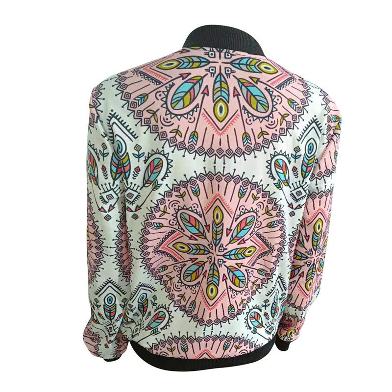 Damen trendiger Bomberjacke mit buntem Mandala-Muster Drune