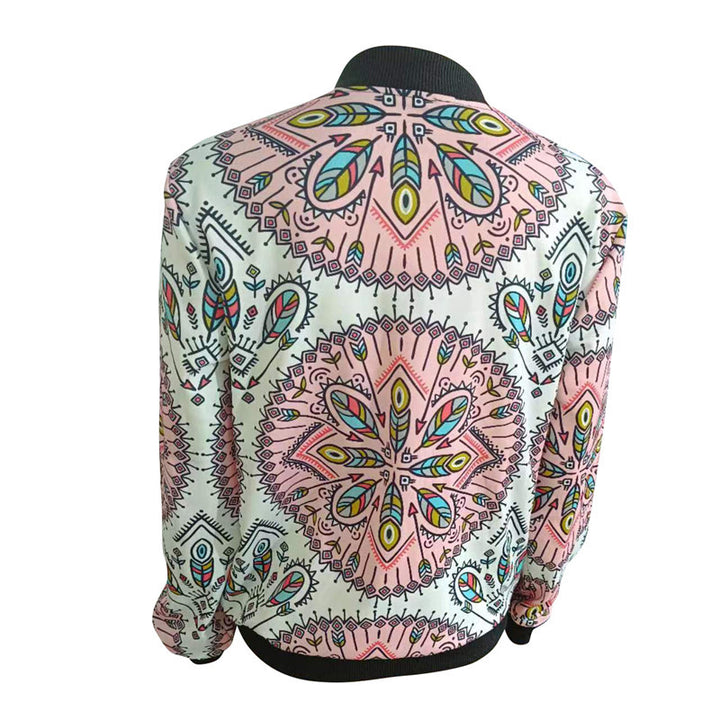 Damen trendiger Bomberjacke mit buntem Mandala-Muster Drune