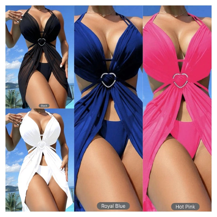 Damen Einteiler mit Raffungen und Herz-Detail Drune
