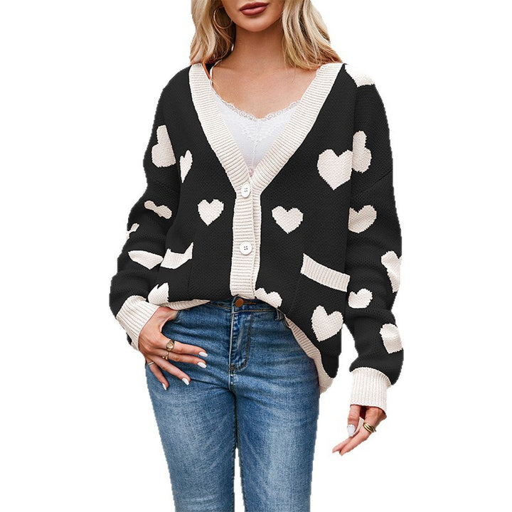 Damen Strickjacke mit Herzen Design und lässigem Schnitt Drune