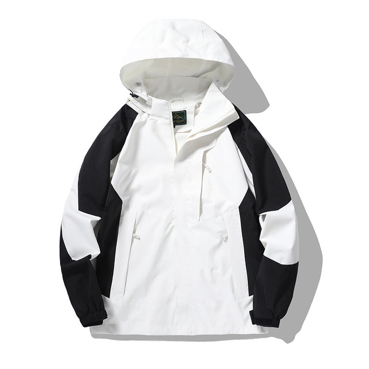 Herren wind- und wasserabweisende Outdoor-Hoodiejacke mit Belüftungsnetz, verstellbarer Kapuze und verdeckter Frontblende Drune