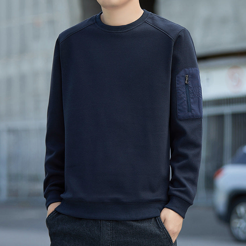 Herren Minimalistisches Sweatshirt mit Raglanärmeln und Reißverschluss-Ärmeltasche Drune