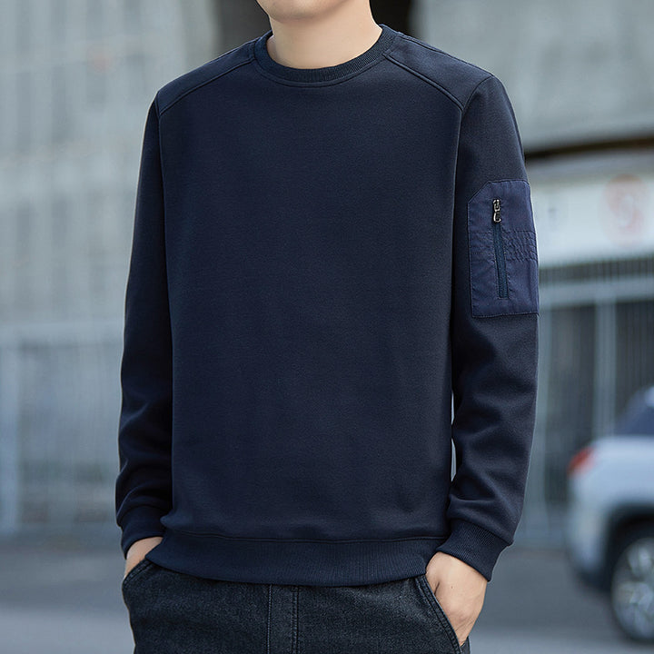 Herren Minimalistisches Sweatshirt mit Raglanärmeln und Reißverschluss-Ärmeltasche Drune