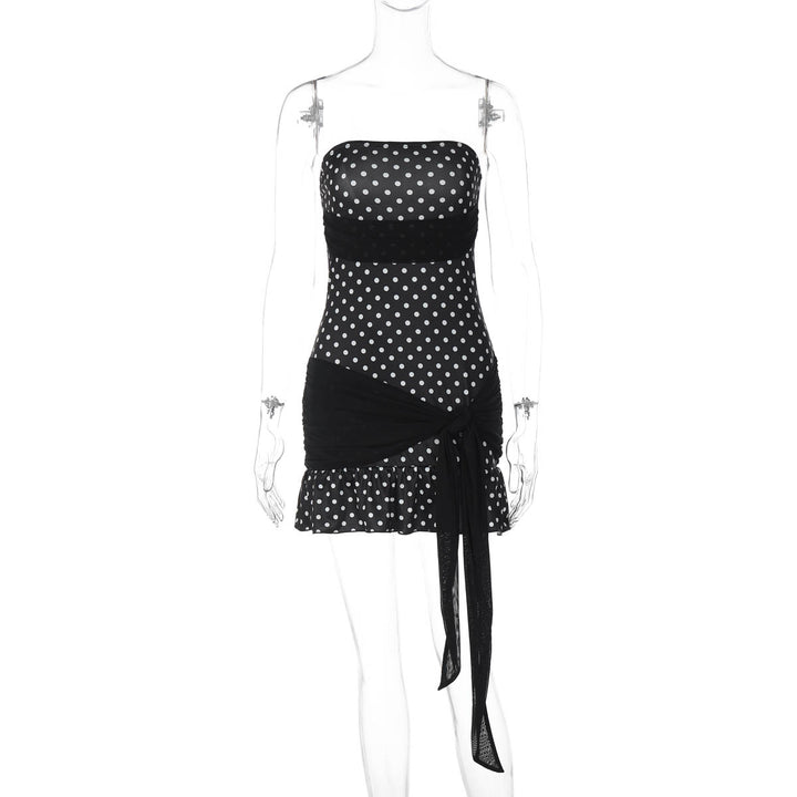 Damen Figurnahes Polka-Dot Kleid mit verspieltem Wickel-Design Drune
