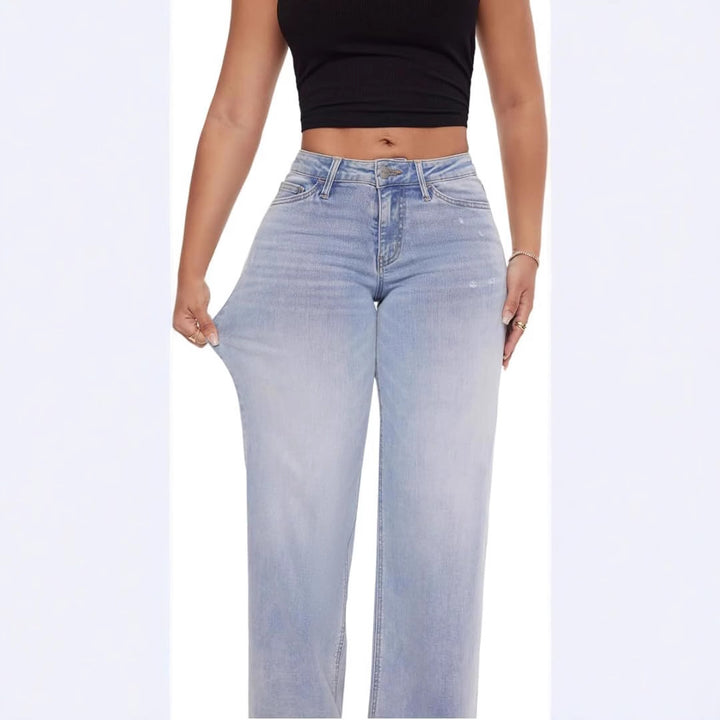 Damen Weite High‑Waist Schlagjeans aus Stretch Denim Drune