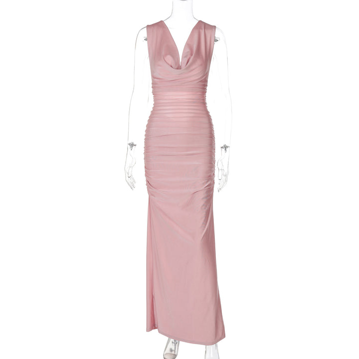 Damen Elegantes Maxikleid mit raffinierten Drapierungen Drune