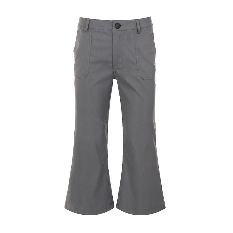 Damen Verkürzte ausgestellte Stretch-Hose mit aufgesetzten Taschen Drune