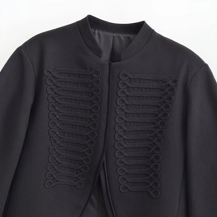 Damen Cropped Blazer im Husarenstil mit geflochtenen Zierkordeln Drune
