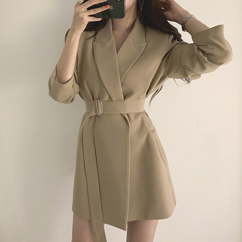 Damen Blazer-Kleid mit tailliertem Schnitt und Gürtel Drune