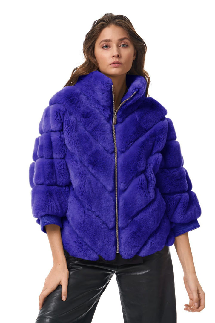 Damen Kuschelige Kunstpelzjacke mit Steppdesign Drune