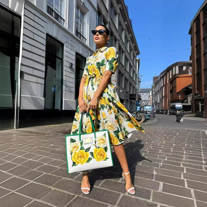 Drune | Sommer Off-Shoulder Bedrucktes Kleid Set