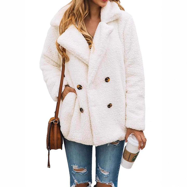 Damen kuschelige Fleece-Parka mit Doppelreihe Drune