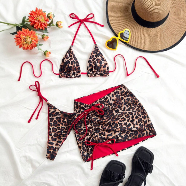 Damen Triangel-Bikini-Set mit rüschenfreien Details und Wickelrock Drune