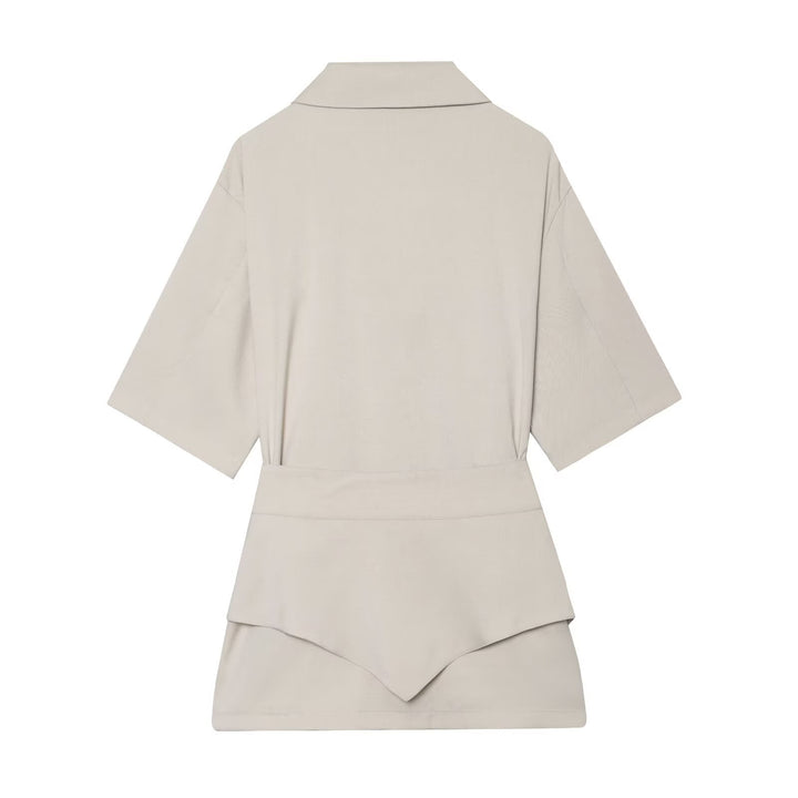 Damen Kurzblazer mit Taillengürtel und asymmetrischer Lagenfront Drune