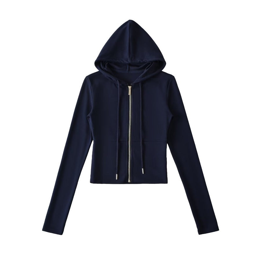 Damen Crop-Hoodie mit praktischem Reißverschluss und sportlichem Design Drune