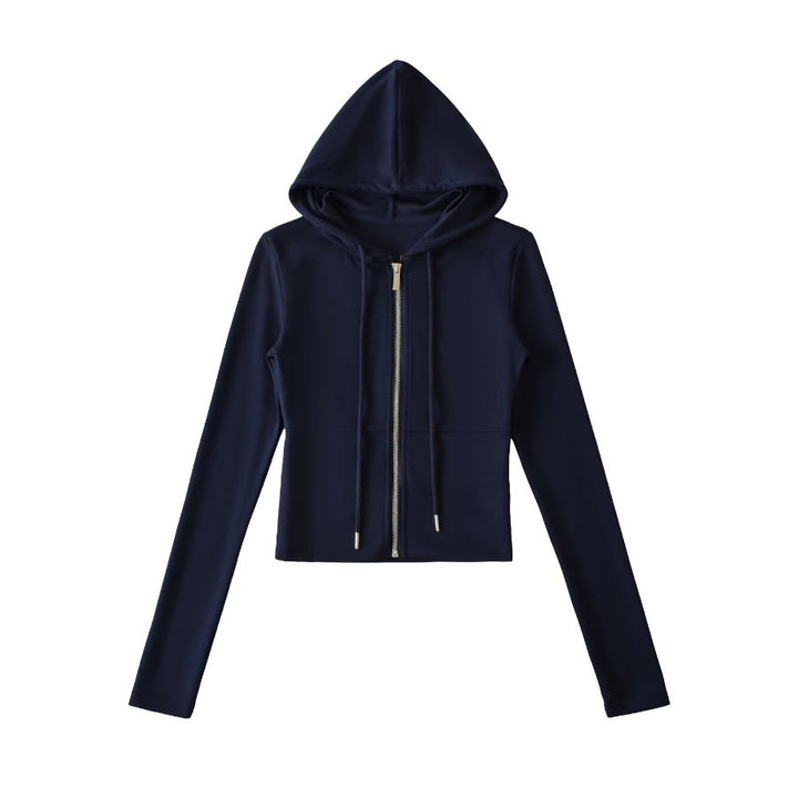 Damen Crop-Hoodie mit praktischem Reißverschluss und sportlichem Design Drune