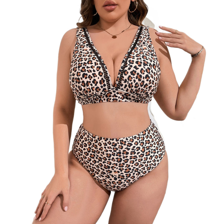 Damen Hochtaillierter Bikini mit modischem Leomuster Drune