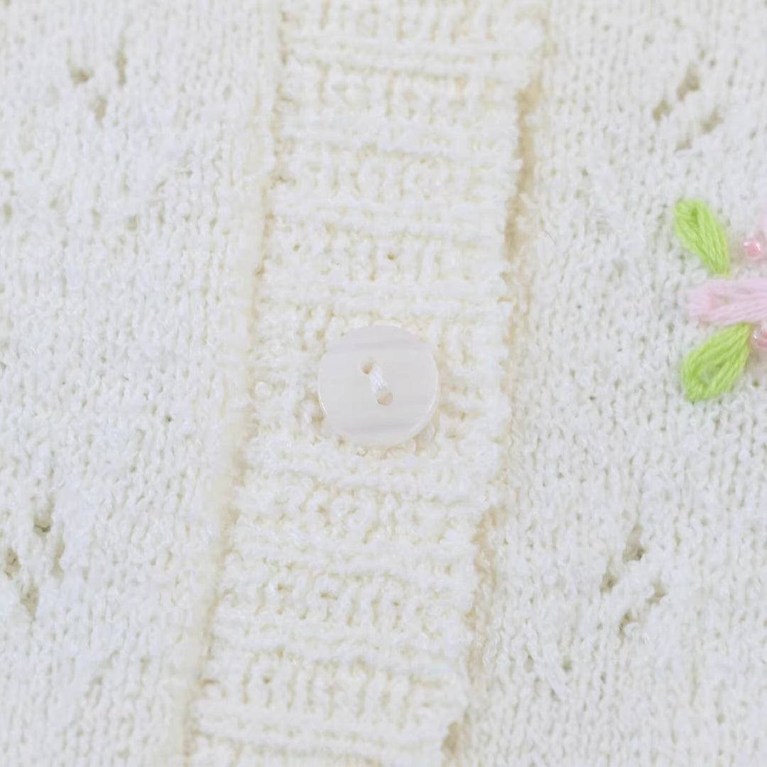 Damen Feiner Strick-Cardigan mit Blumenstickerei und tailliertem Saum Drune