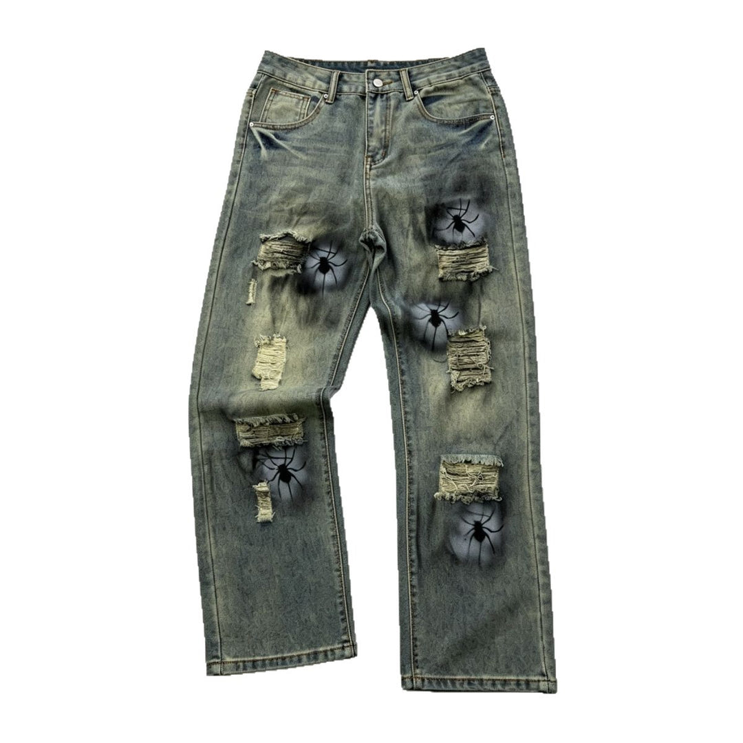 Herren Lässige Ripped Baggy-Jeans Drune