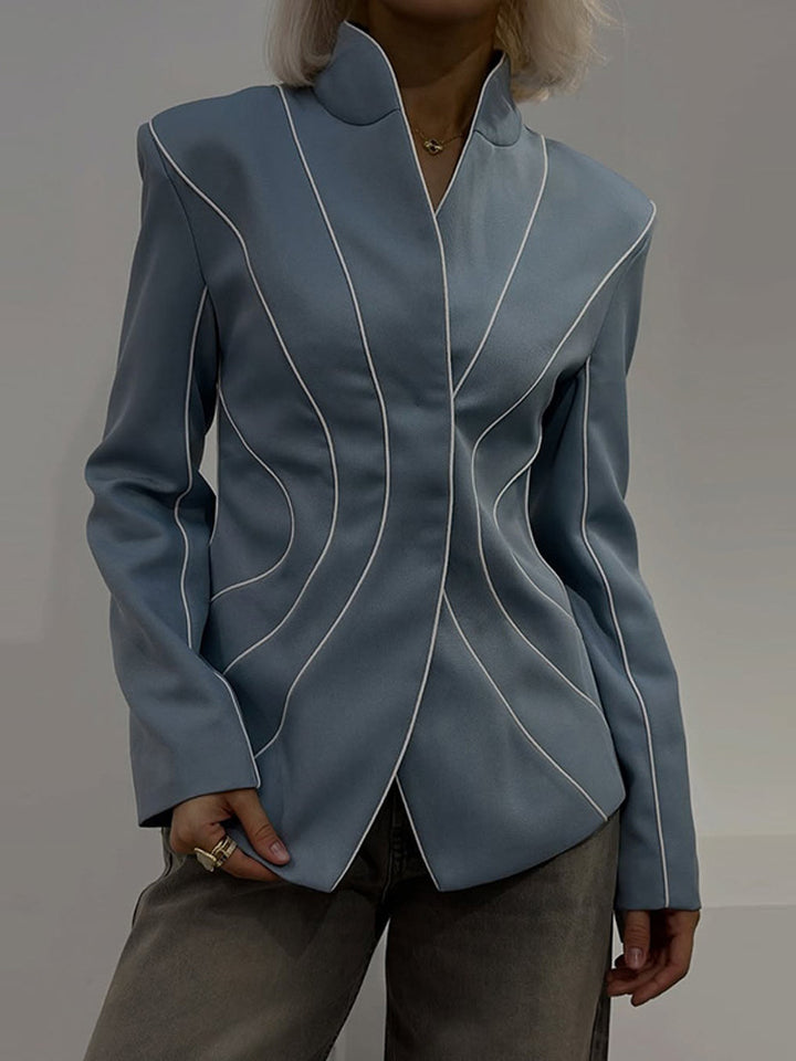 Damen Skulpturaler taillierter Blazer mit konturierenden Paspeln Drune