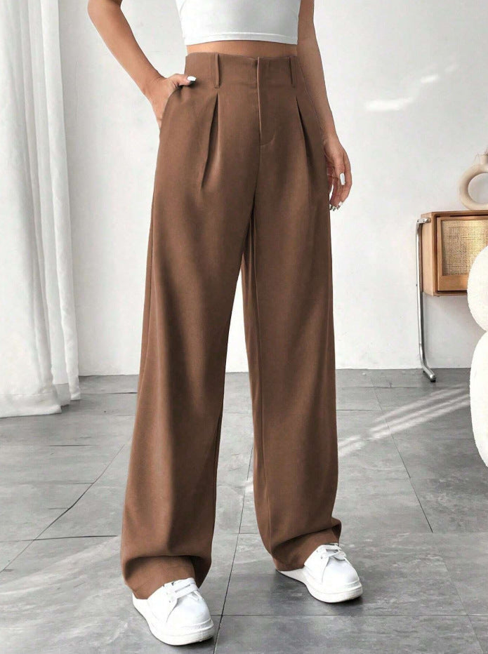 Damen Elegante Bundfaltenhose mit weitem Schnitt Drune