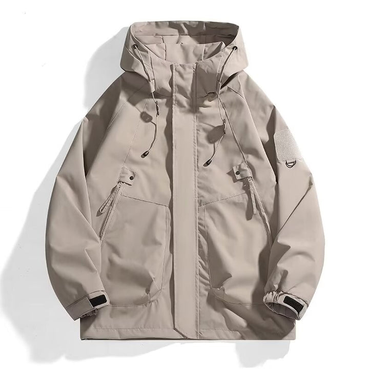 Herren Urbaner Utility-Softshellparka mit Kordelzug, Velcro-Ärmeln und verdeckten Reißverschlüssen Drune