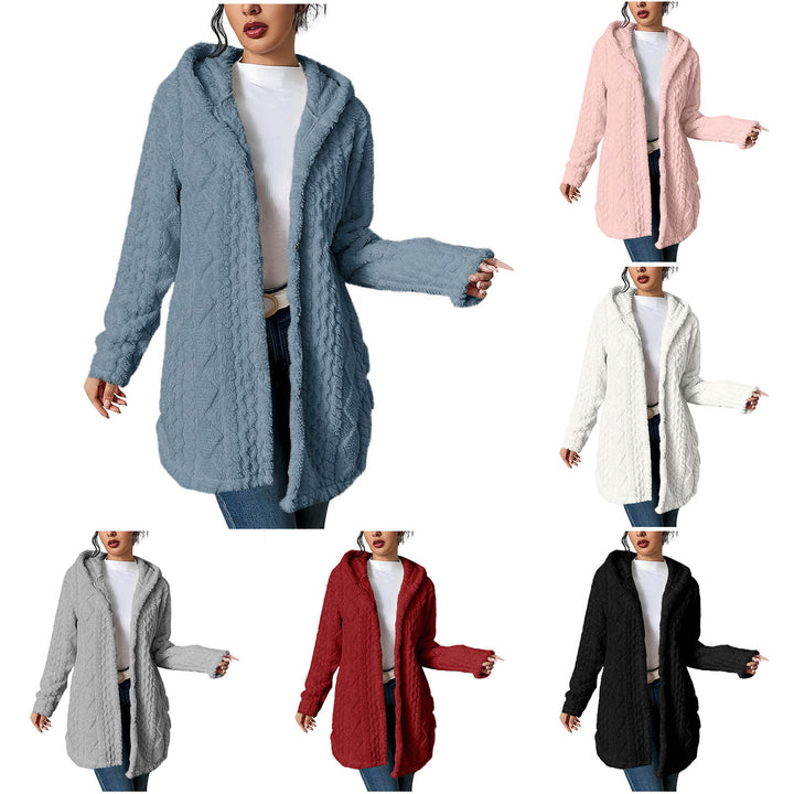 Damen Kuschelige Cardiganjacke mit Kapuze aus weichem Fleece Drune