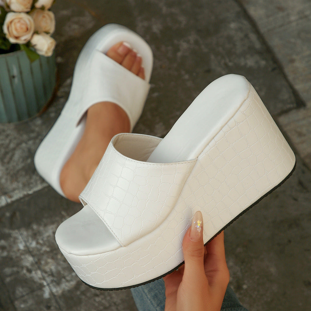 Damen Wedge-Pantoletten mit transparentem Obermaterial und komfortabler Sohle Drune