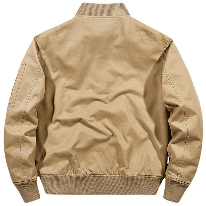 Herren Robust verarbeitete Canvas‑Bomberjacke mit Rippbündchen, Pattentaschen und Ärmelfach Drune