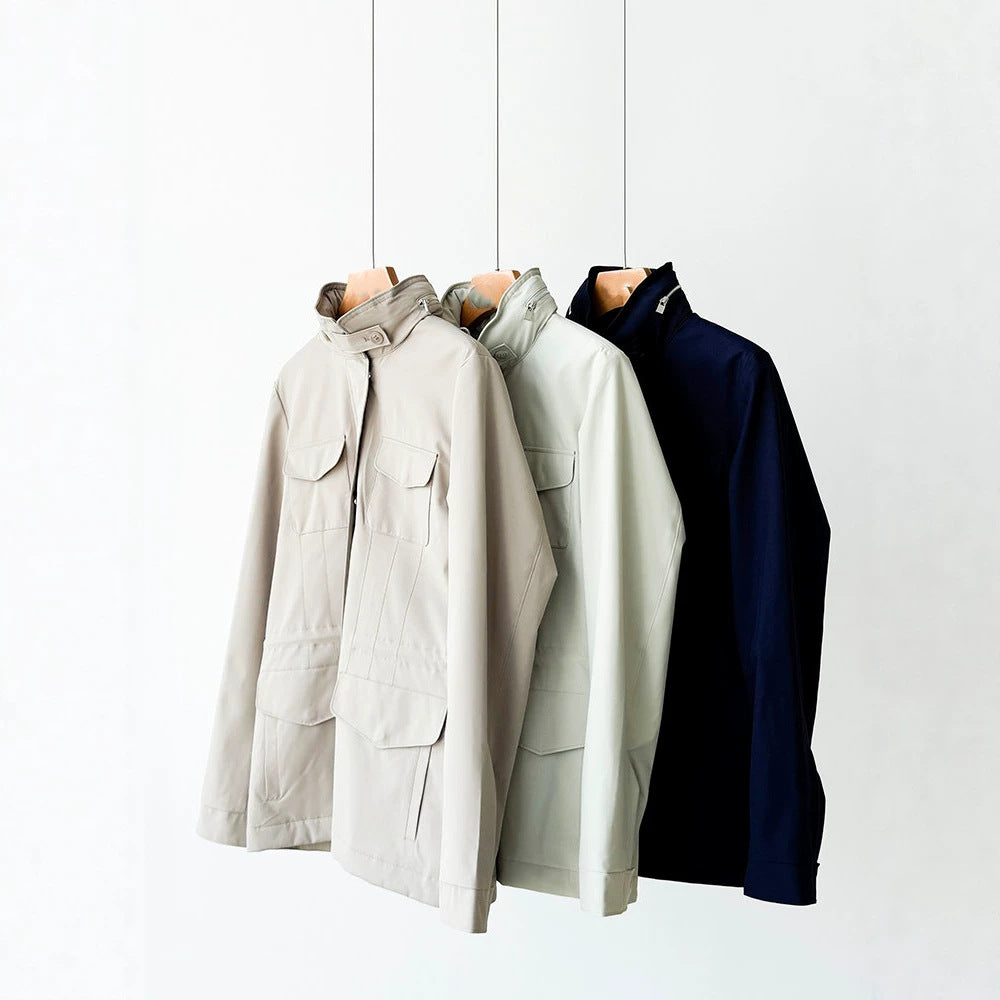 Damen moderne Utility-Jacke mit hohem Kragen Drune