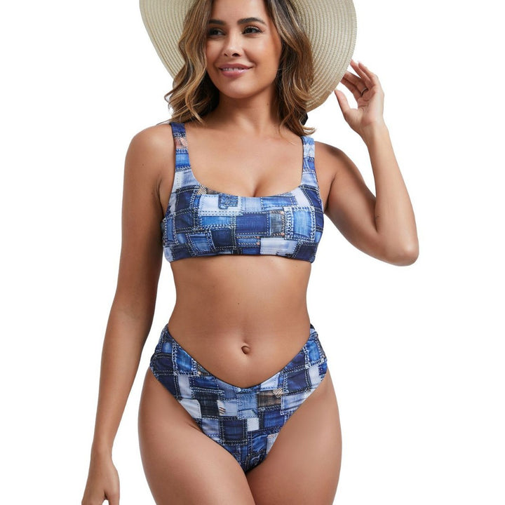 Damen Bikini-Set mit hoch geschnittenem Unterteil und sportlichem Oberteil Drune