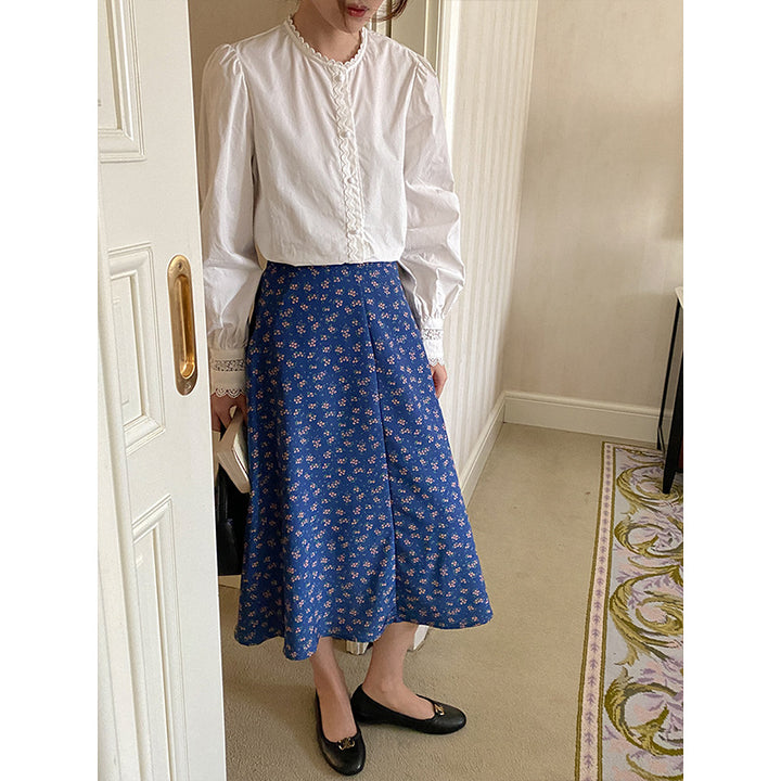 Damen Midi-Rock mit floralem Muster und elastischem Bund Drune