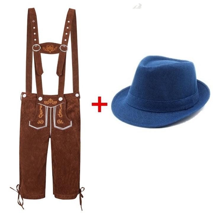 Herren nan kurze Trachtenlederhose mit verstellbaren Trägern und traditionellen Stickereien Drune