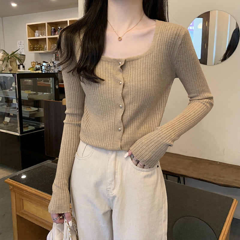 Damen Langarm-Cardigan mit Rundhalsausschnitt und strukturiertem Rippenmuster Drune
