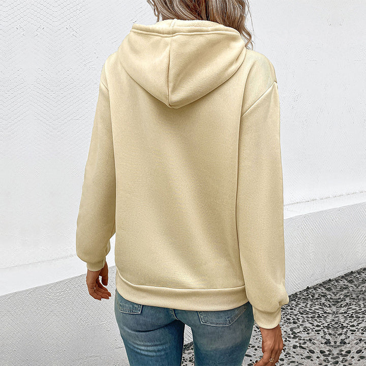 Damen Kapuzenpullover mit Herz‑EKG‑Print, Kängurutasche und lockerer Passform Drune