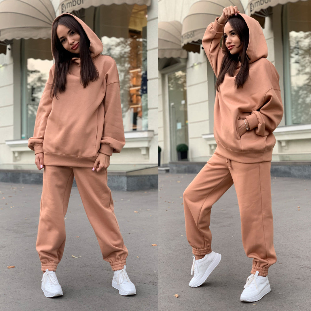 Damen Sportliches Hoodie- und Jogginghosen-Set im lässigen Design mit Kapuze Drune
