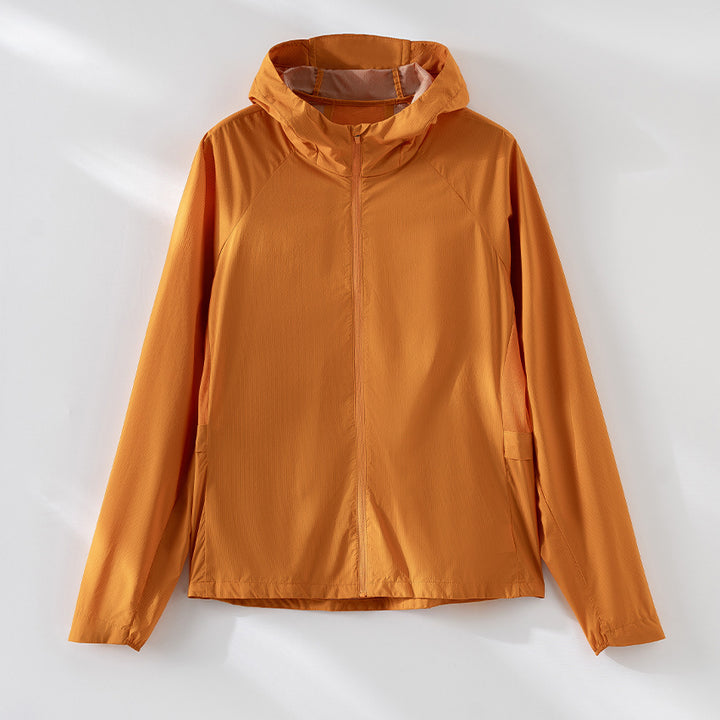Damen ultraleichte Kapuzen-Schutzjacke aus Ripstop mit durchgehendem Reißverschluss Drune