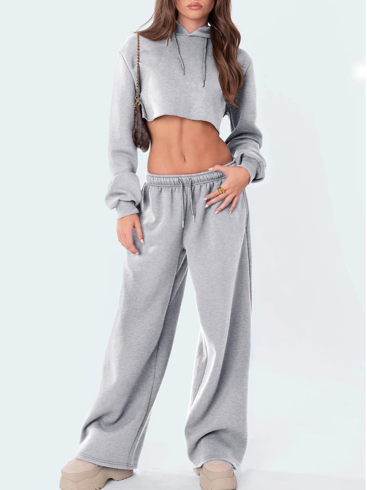Damen nan relaxed-fit Wide‑Leg Sweatpants mit hohem Komfortbund Kordelzug und nahtverdeckten Eingrifftaschen Drune