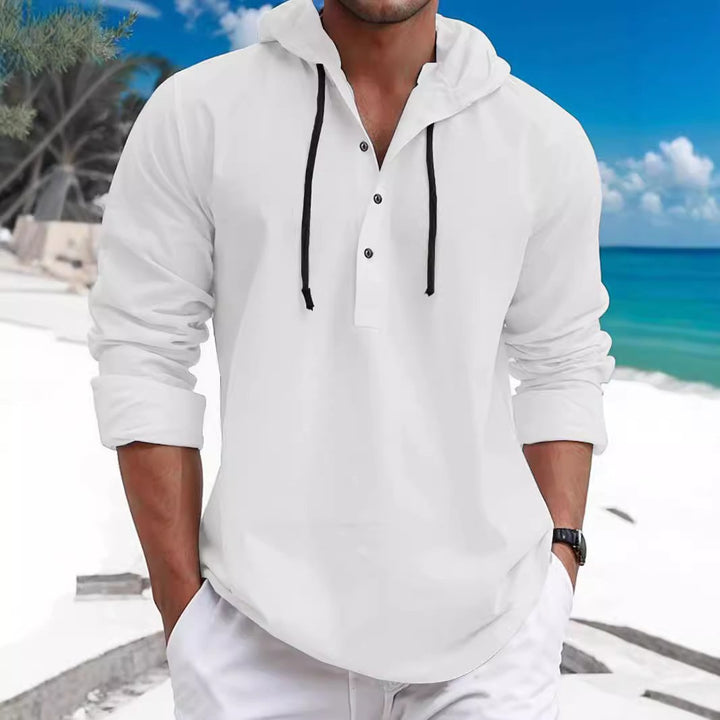 Herren Kapuzen-Hemd mit Knopfleiste und lässigem Design Drune