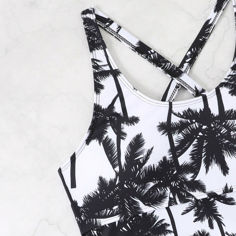 Damen Tankini-Set mit verstellbaren Trägern und modernen Palmendruck Drune