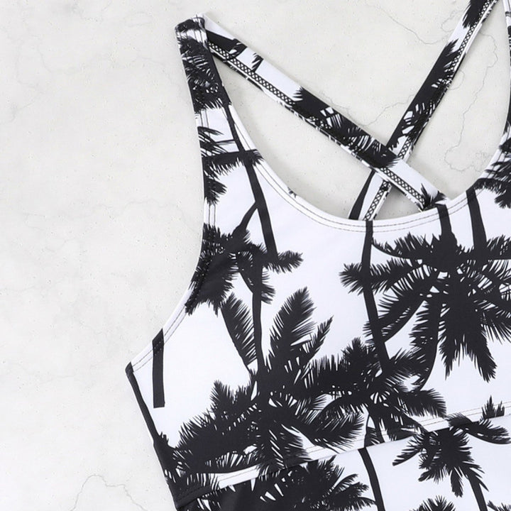 Damen Tankini-Set mit verstellbaren Trägern und modernen Palmendruck Drune