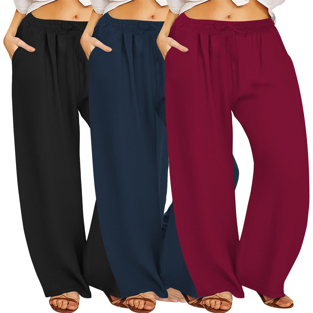 Damen Weite High-Waist Yogahose mit Leopardenmuster und Kordelzug Drune