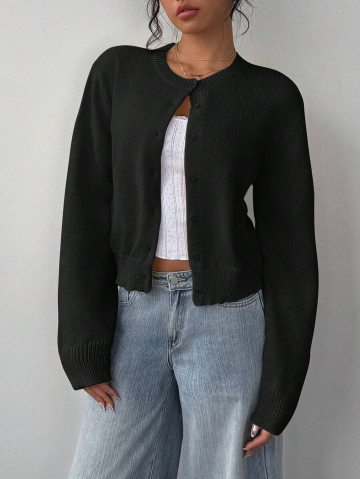 Damen lässige Strickjacke mit Knöpfen Drune