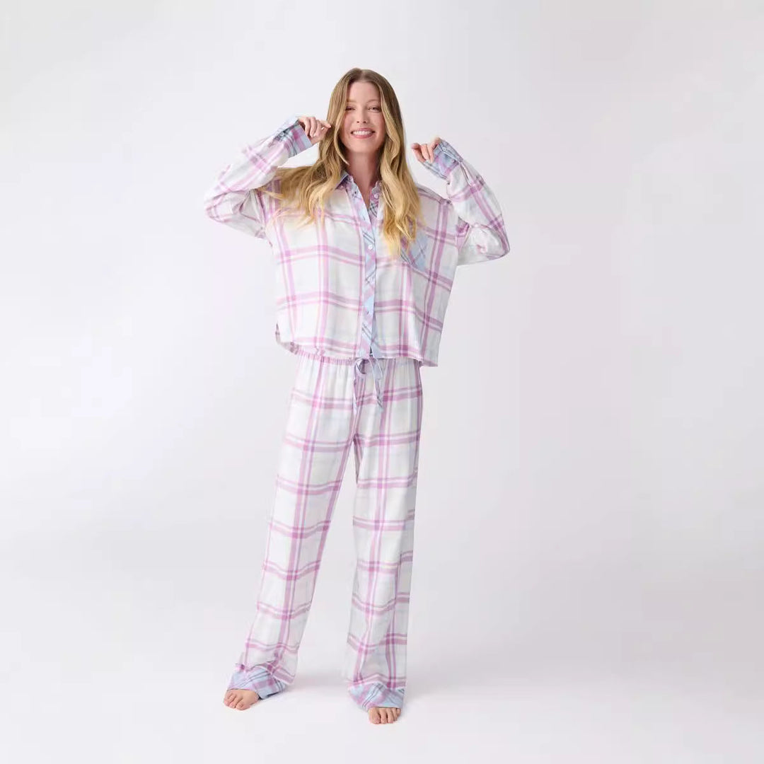 Damen Pyjama-Set mit Karomuster und luftiger Schnittführung Drune