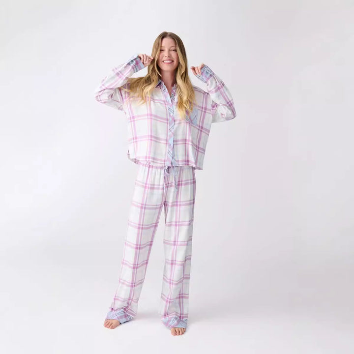 Damen Pyjama-Set mit Karomuster und luftiger Schnittführung Drune