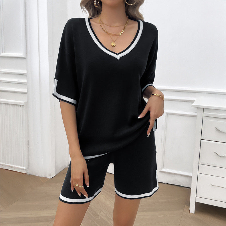 Damen Lässiges Sommer Ensemble mit kurzem Oberteil und bequemen Shorts Drune