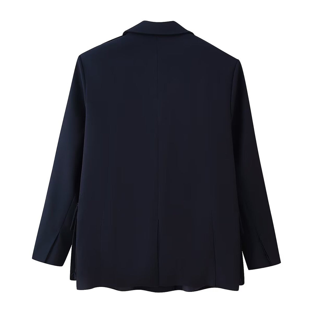 Damen Doppelreihiger Oversize-Blazer-Mantel mit Epauletten und großen Klappentaschen Drune
