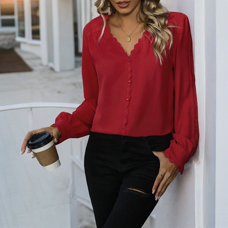 Damen Elegante Bluse mit Spitzenakzenten Drune 1788169226