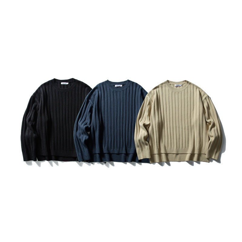 Unisex Grobstrick-Pullover mit breitem Rippmuster und weitem Schnitt Drune