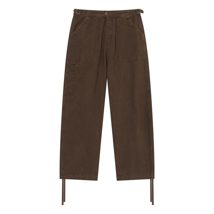 Damen High‑Waist Utility-Cargo-Hose mit geradem Bein, aufgesetzten Taschen und verstellbaren Saumbändern Drune